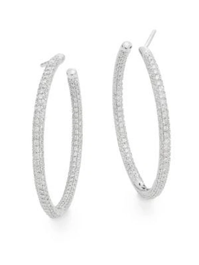 Shop Saks Fifth Avenue Tcw 1.51 Diamond & 14k White Gold Hoop Earrings/1.25"