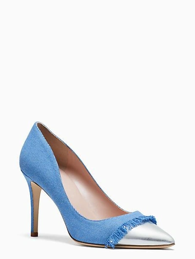 Shop Kate Spade Luciana Heels In Light Blue/silver