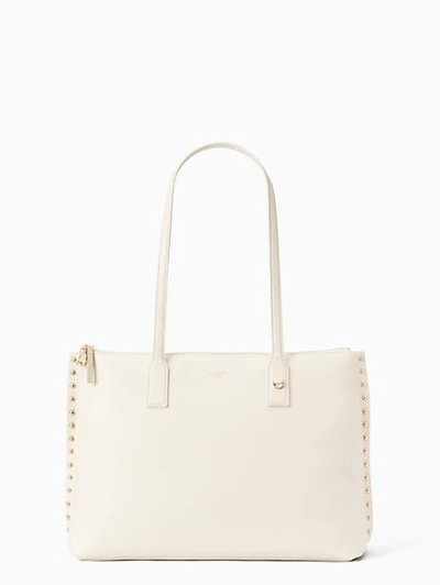 Shop Kate Spade On Purpose Studded Leather Tote In Bleach Bone