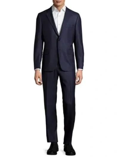 Shop Hickey Freeman Regular-fit Solid Wool Suit In Navy