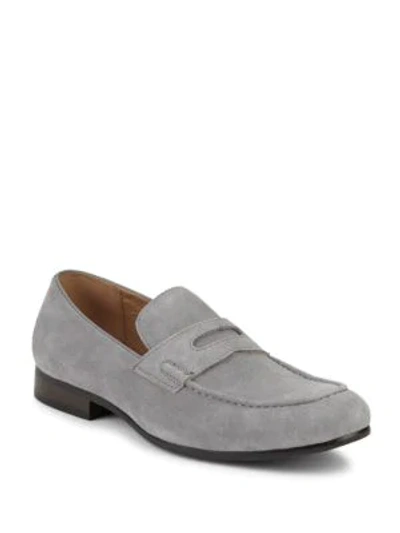 Shop Saks Fifth Avenue Leather Penny Loafers In Grey