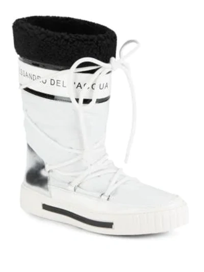 Shop Alessandro Dell'acqua Faux Fur-trimmed Boots In White