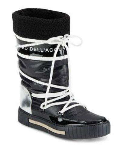 Shop Alessandro Dell'acqua Faux Fur-trimmed Boots In Black