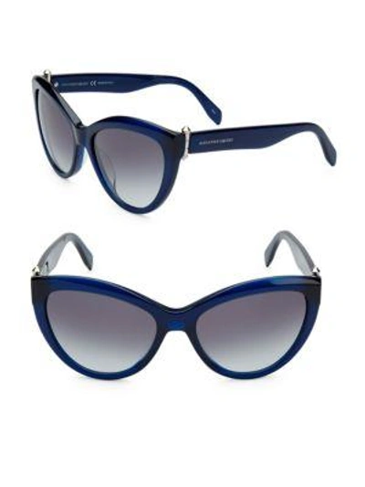 Shop Alexander Mcqueen 56mm Cat Eye Sunglasses In Opal Blue