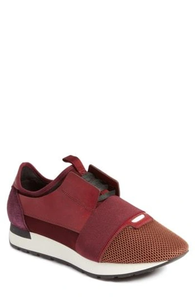 Shop Balenciaga Race Runner Sneaker In Marron Bordeaux