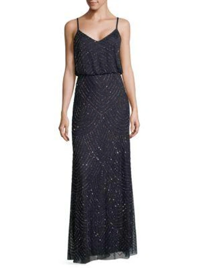 Shop Adrianna Papell Sequined Chiffon Gown In Charcoal