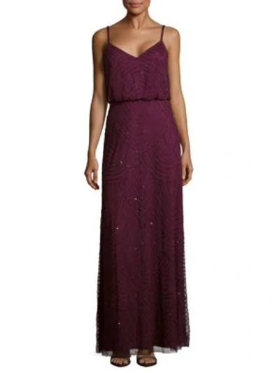Shop Adrianna Papell Sequined Chiffon Gown In Cassis