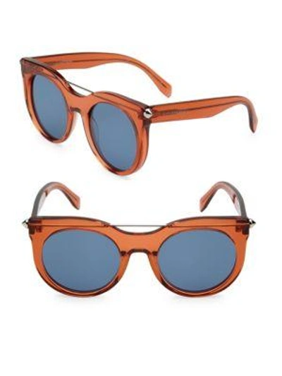 Shop Alexander Mcqueen 52mm Round Sunglasses In Orange