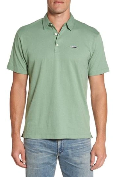 Shop Patagonia 'trout Fitz Roy' Organic Cotton Polo In Transit Green
