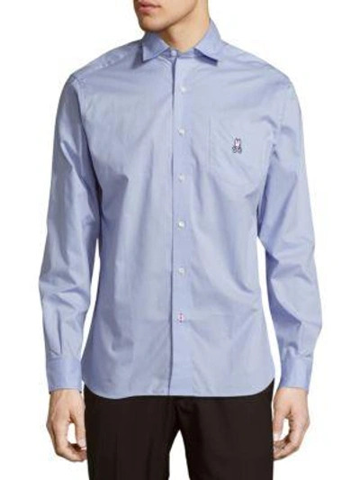 Shop Psycho Bunny Modern Fit Cotton Button-down Shirt In Blue