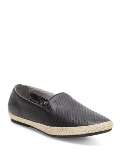 Shop Joe's Perforated Leather Espadrille Slip-ons In Black