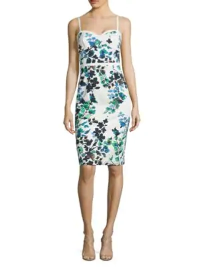 Shop Black Halo Daria Floral-print Sheath Dress In Fern Gully