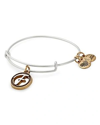 Shop Alex And Ani Initial Two-tone Expandable Bracelet In Silver/f
