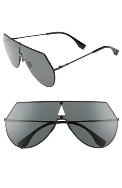 Shop Fendi 99mm Eyeline Aviator Sunglasses - Black