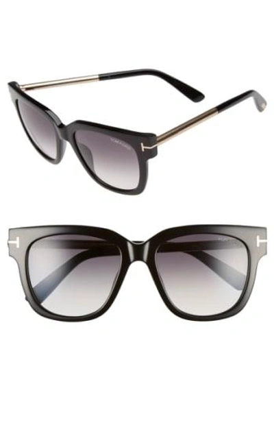 Shop Tom Ford 'tracy' 53mm Retro Sunglasses - Shiny Black/ Gradient Smoke