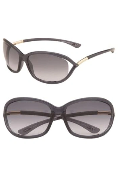 Shop Tom Ford 'jennifer' 61mm Oval Oversize Frame Sunglasses - Dark Grey/smoke