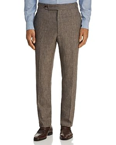Shop Eidos Linen Regular Fit Suit Pants In Brown
