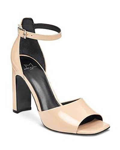 Shop Marc Fisher Ltd Harlin Patent Leather Ankle Strap Sandals In Nude