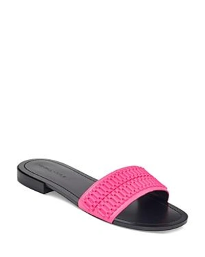 Shop Kendall + Kylie Kendall And Kylie Women's Kennedy Embellished Leather Slide Sandals In Pink