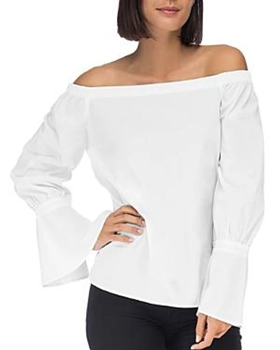Shop B Collection By Bobeau Coye Poplin Off-the-shoulder Top In White