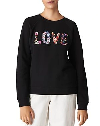Shop Whistles Love Ditsy-floral Sweatshirt In Black