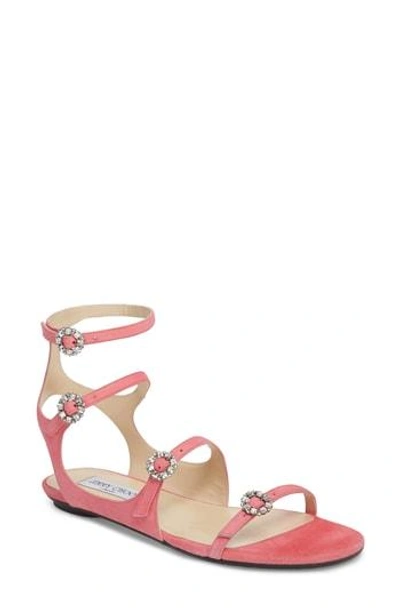 Shop Jimmy Choo Naia Crystal Buckle Sandal In Flamingo Pink