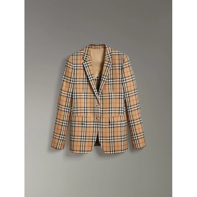 Shop Burberry Vintage Check Wool Tailored Jacket In Antique Yellow