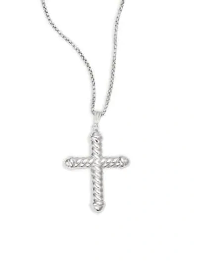 Shop Saks Fifth Avenue Fancy Swirl Sterling Silver Cross Pendant Necklace