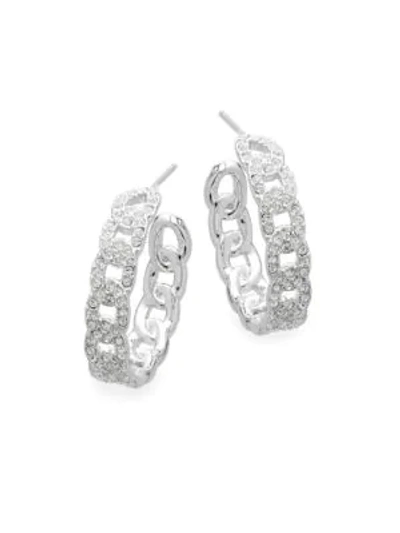 Shop Adriana Orsini Women's Crystal Chain-like Hoop Earrings In Silver