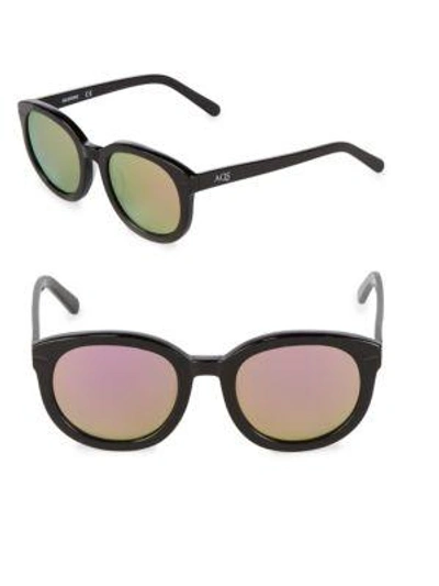 Shop Aqs 51mm Oval Sunglasses In Black Rose