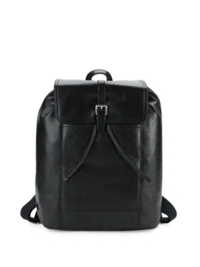 Shop Cole Haan Flap Leather Backpack In Black