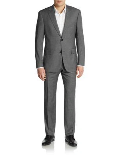 Shop Hugo Boss Regular-fit Virgin Wool Two-button Suit In Medium Grey