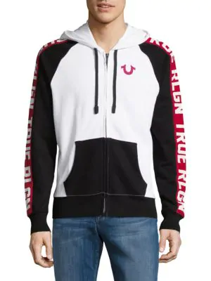 true religion red and white hoodie