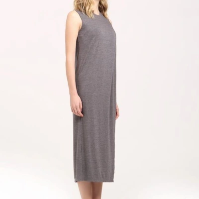 Shop Paisie Jersey Midi Dress With Asymmetric Overlay In Grey
