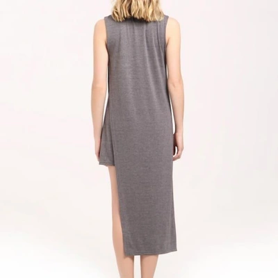 Shop Paisie Jersey Midi Dress With Asymmetric Overlay In Grey