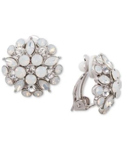 Shop Nina Gold-tone Multi-stone Flower Clip-on Stud Earrings In Opal