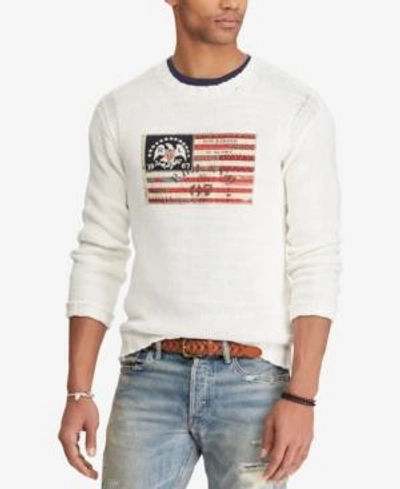 Polo Ralph Lauren Men's Crew-neck Flag Sweater In White | ModeSens