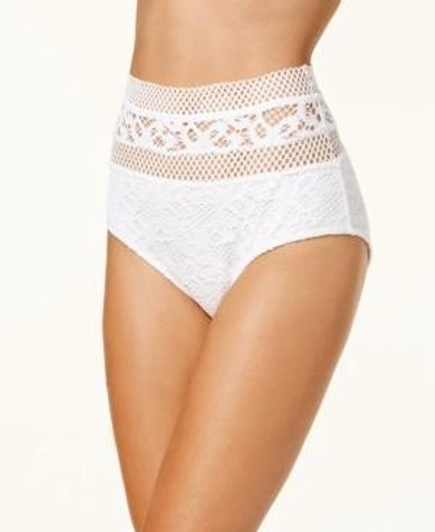 Shop Becca High-waist Crochet Bikini Bottoms Women's Swimsuit In White