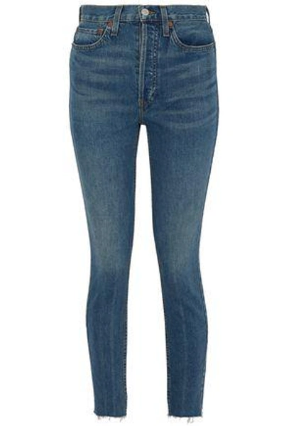 Shop Re/done By Levi's Woman Faded High-rise Skinny Jeans Mid Denim