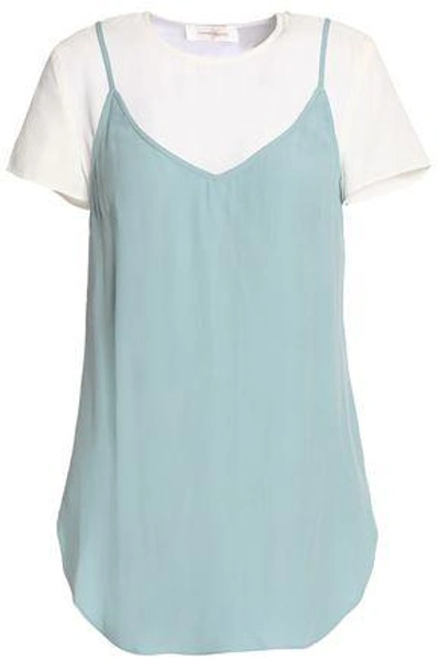 Shop Zimmermann Woman Layered Crepe De Chine Top Sky Blue