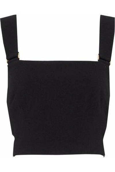 Shop Zimmermann Cropped Cutout Crepe Top In Black