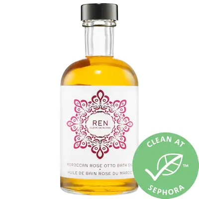 Shop Ren Clean Skincare Moroccan Rose Otto Bath Oil 4.08 oz/ 121 ml