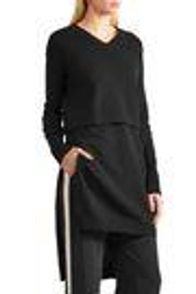 Shop Dkny Woman Layered Cotton-blend Tunic Black