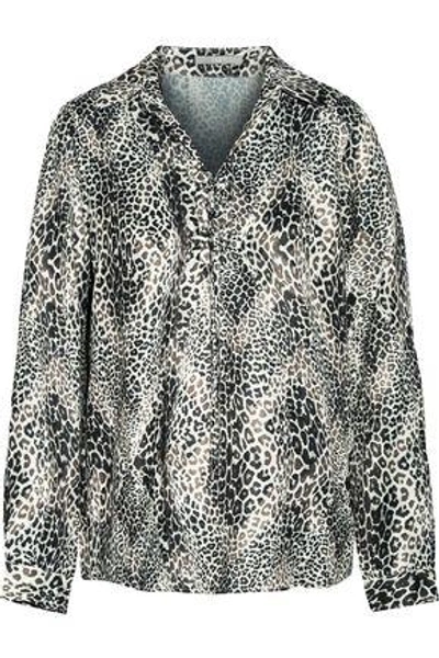 Tart Collections Georgia Lace-up Leopard-print Satin Blouse In White