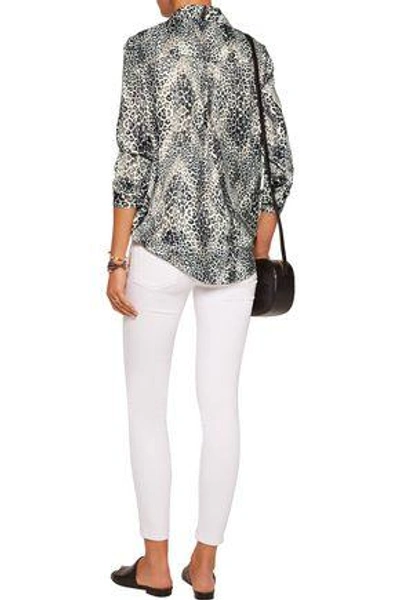 Tart Collections Georgia Lace-up Leopard-print Satin Blouse In White