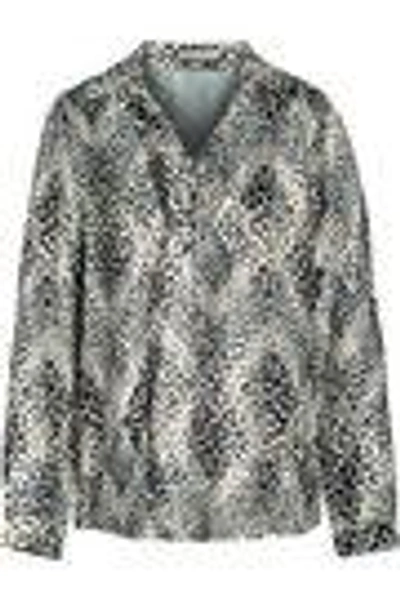 Tart Collections Georgia Lace-up Leopard-print Satin Blouse In White
