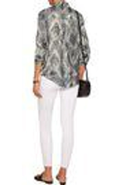 Tart Collections Georgia Lace-up Leopard-print Satin Blouse In White