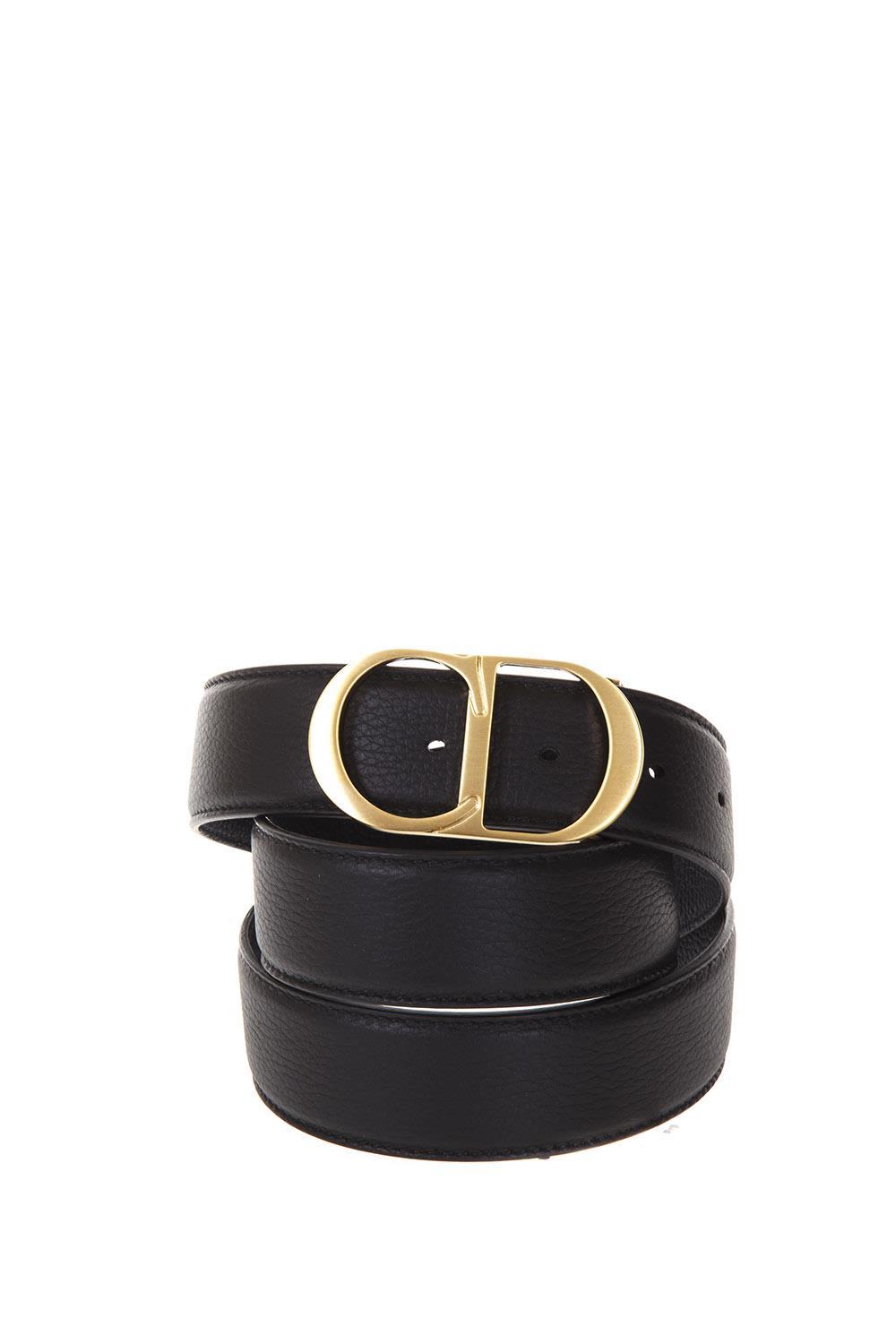 Dior Leather Belt With Reversible Cd Buckle In Black Blue Modesens