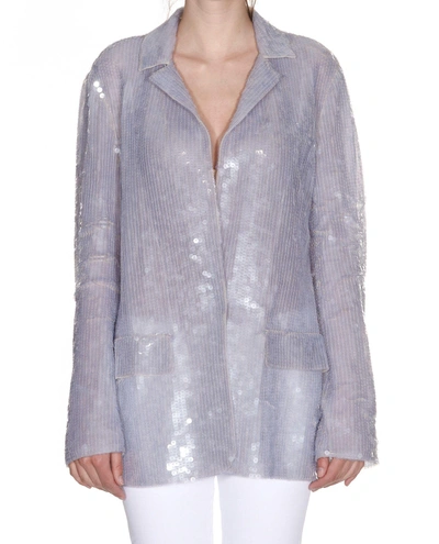 Shop Alberta Ferretti Sequin Blazer In Grey