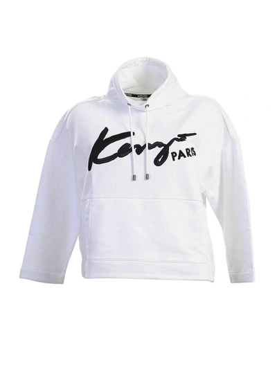 Shop Kenzo White Branded Sweatshirt
